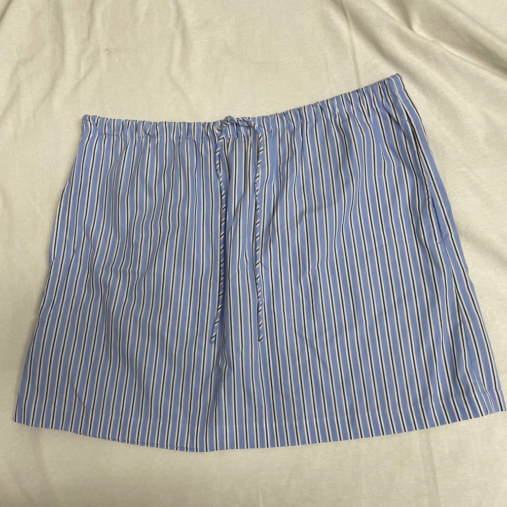 J.Crew Skirt Womens M Blue Striped Regenerative Cotton Poplin Mini Drawstring